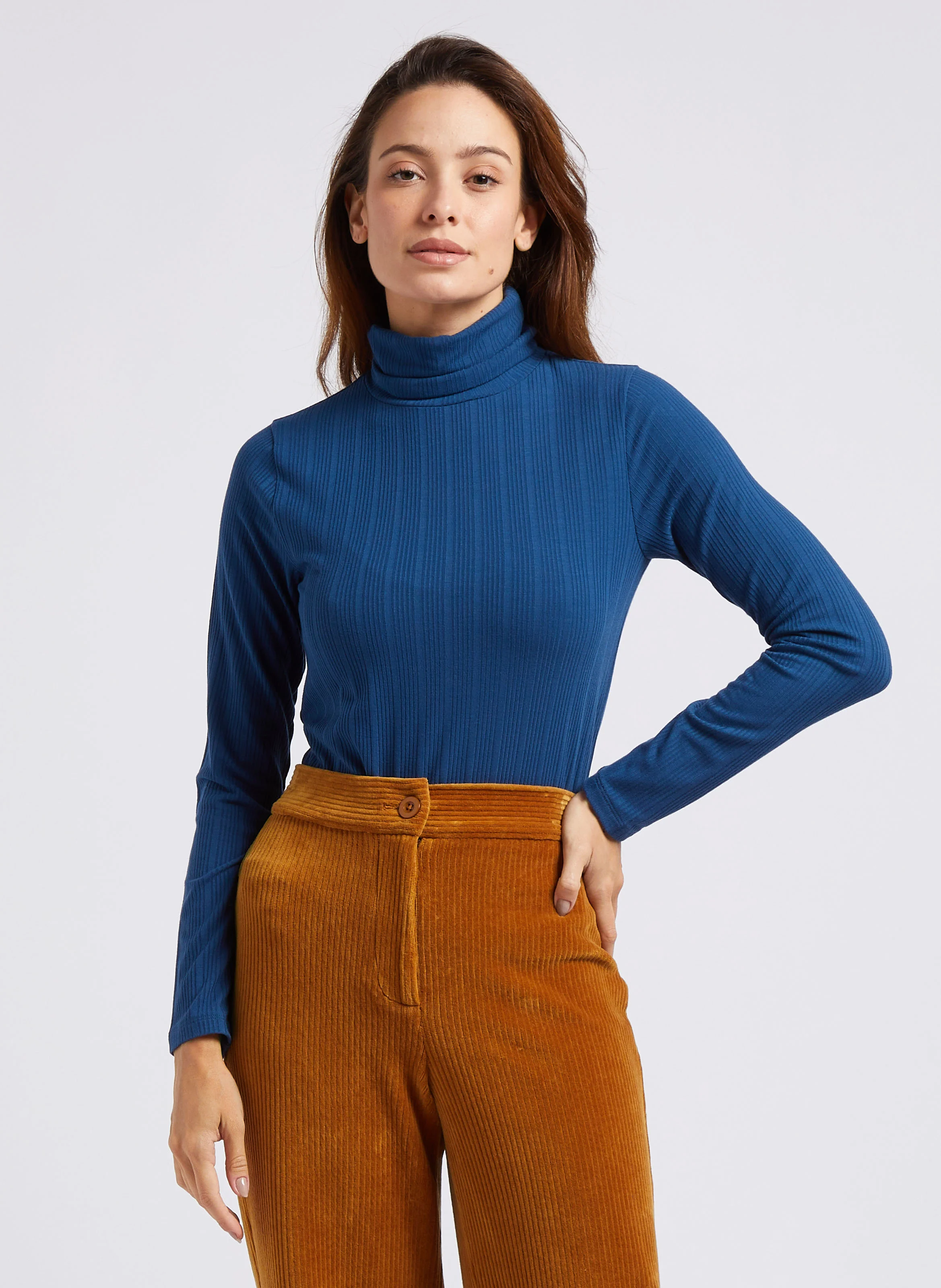 Sous-pull droit col roulé | Bleu