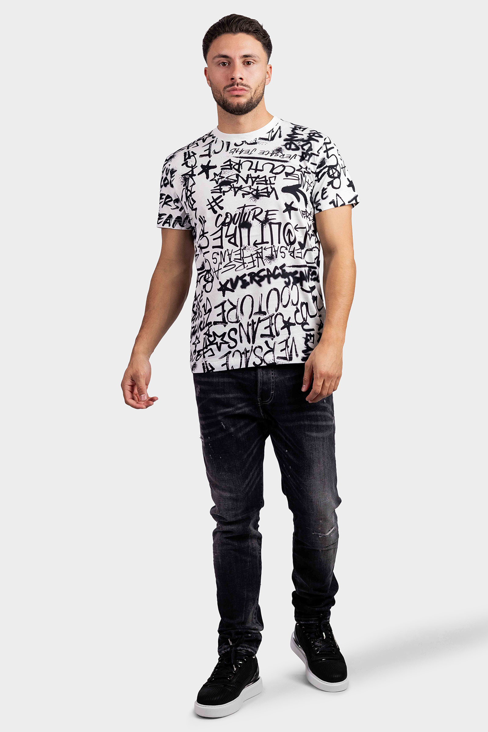 Versace Jeans Couture All Over Print T-Shirt Heren Wit