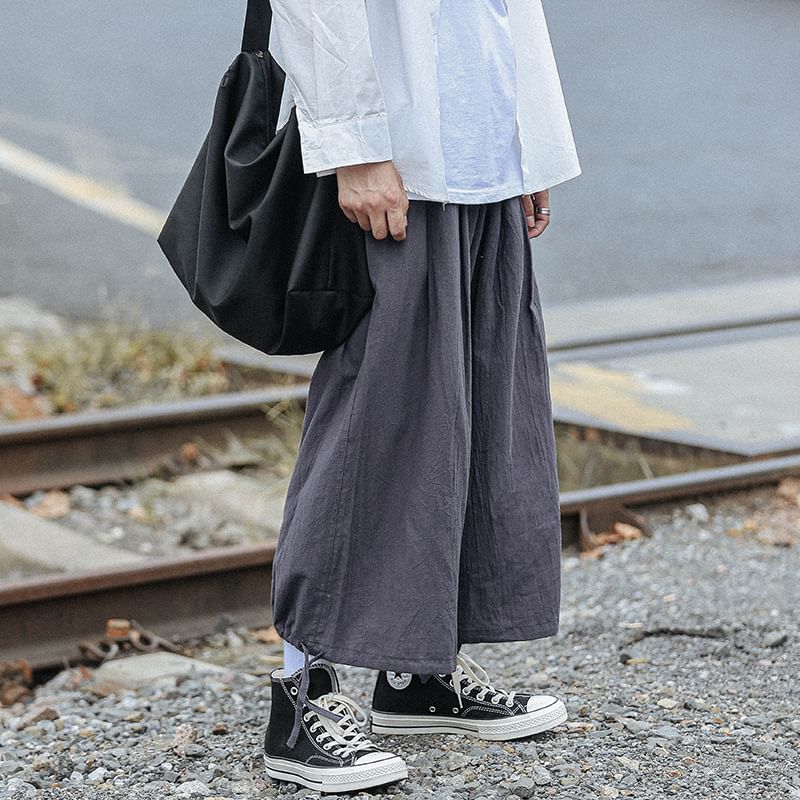 YIKES - Effen cropped harembroek met trekkoordtaille