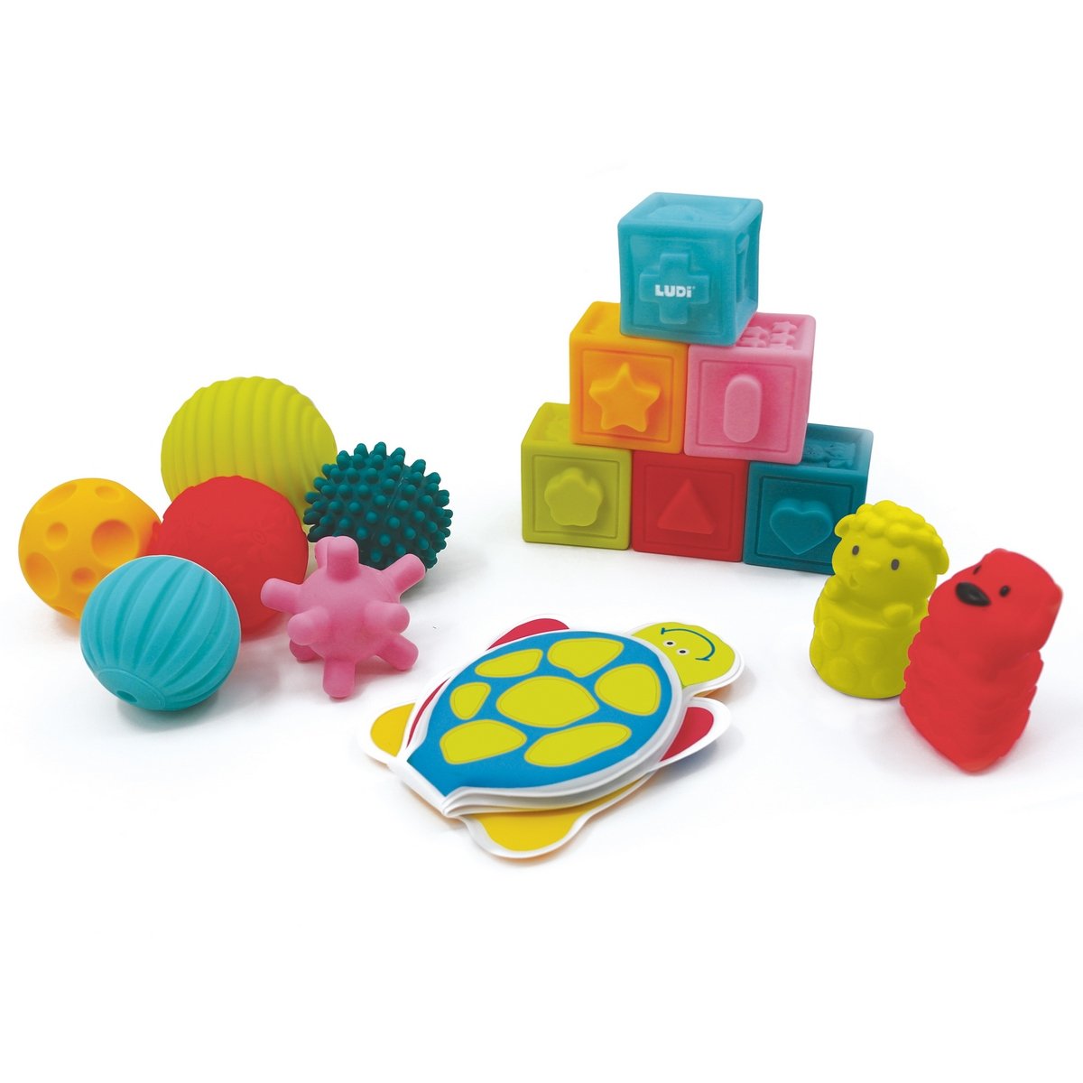 Coffret d'éveil - livres + cubes + balles