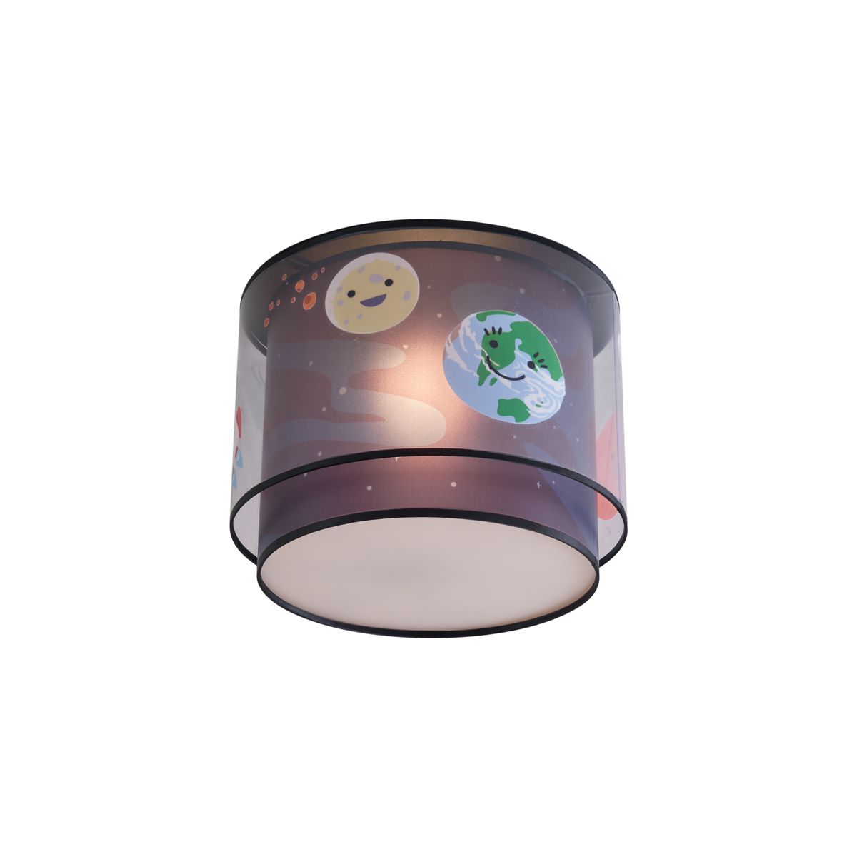 Kinder plafondlamp zwart met ruimteschip en sterren - Harrie in Space