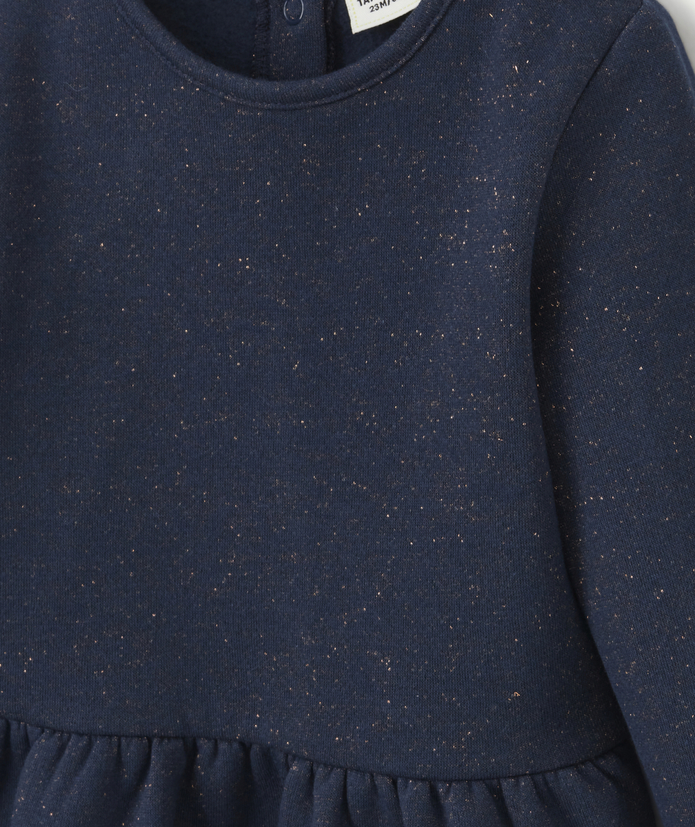ROBE BÉBÉ FILLE EN FIBRES RECYCLÉES BLEU MARINE À PAILLETTES