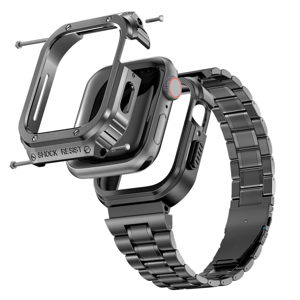 Apple Watch (45 mm / 44 mm) Klassisches Edelstahl Armband   Bumper Case - Grau