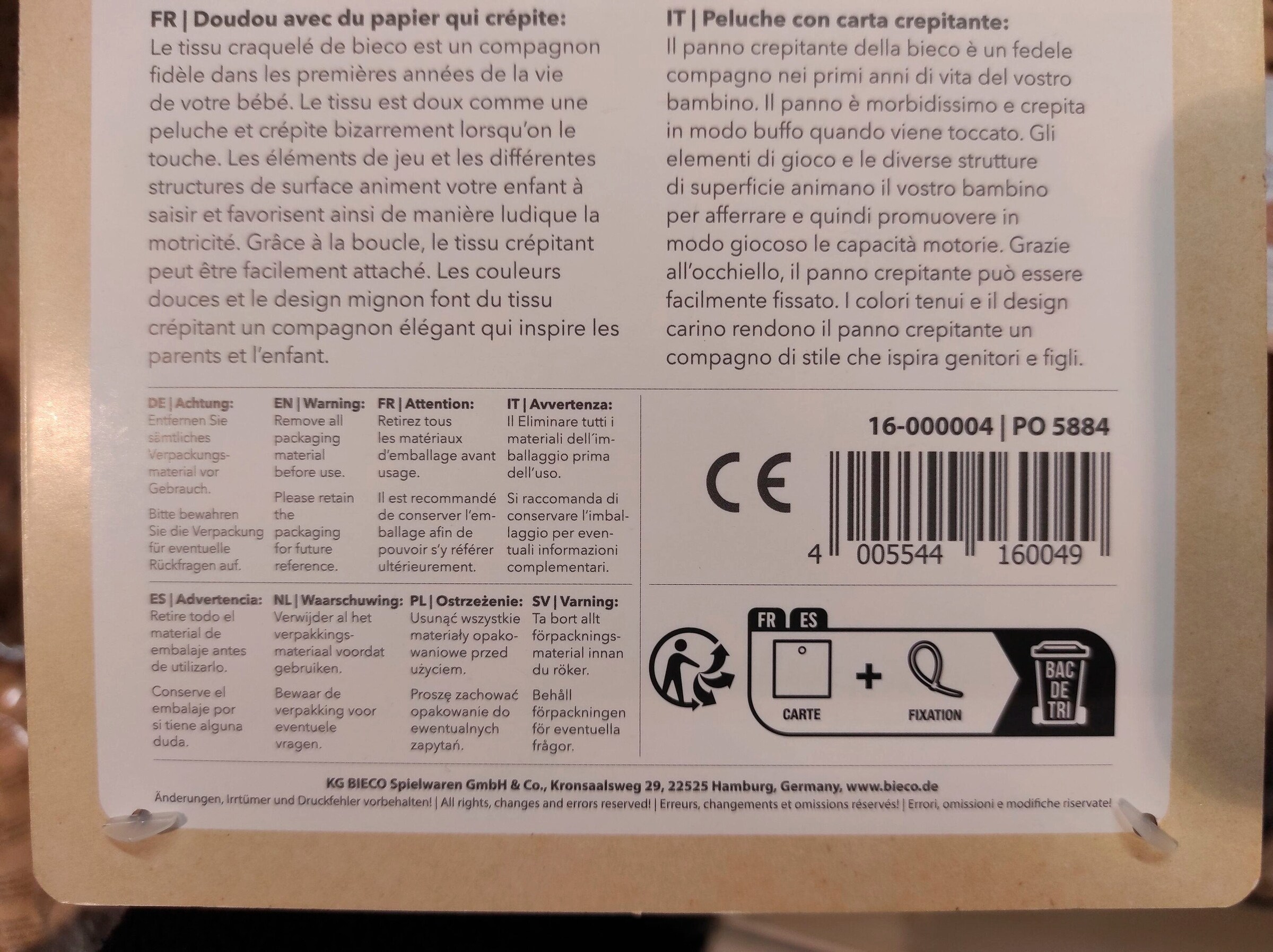 Bieco Knistertuch Reh - ab Geburt Weiß
