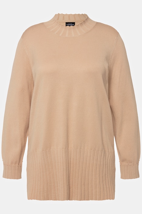 Pullover, gerippter Stehkragen, Langarm