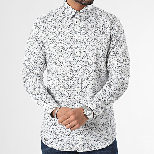 Chemise Manches Longues Slim Soho Blanche Blanc Floral
