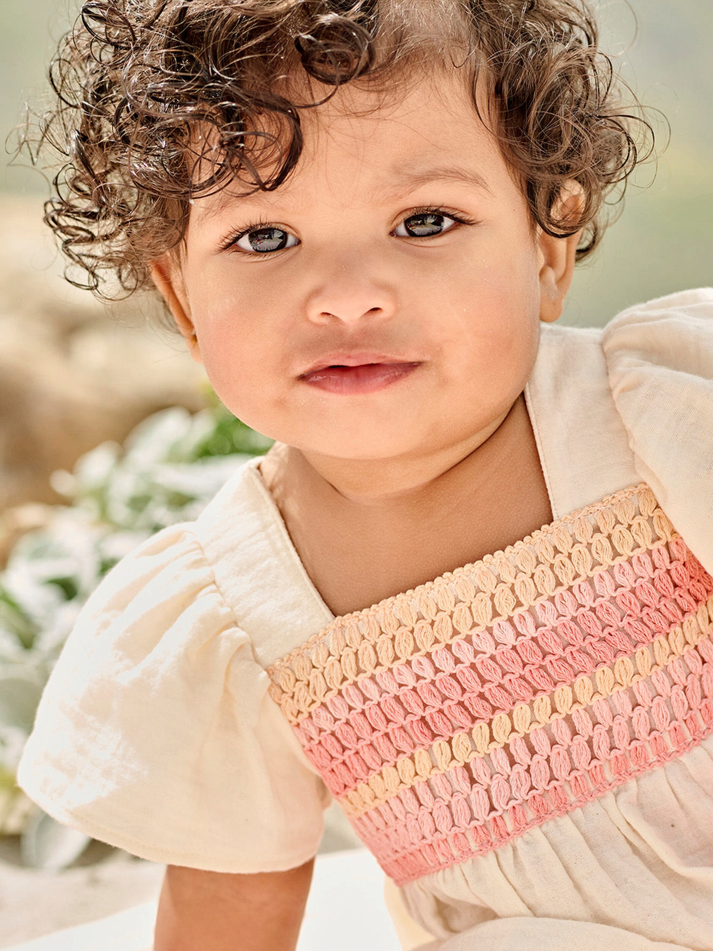Vertbaudet Mädchen Baby Bluse mit Häkelspitze wollweiß
