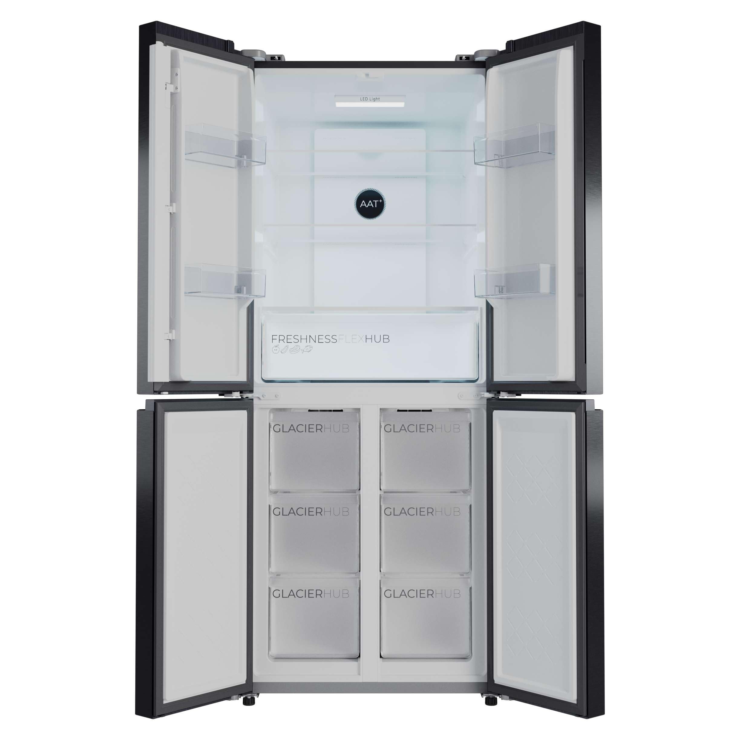 Cecotec Réfrigérateur 4 Portes Total No Frost Bolero CoolMarket 4D 394 Dark E, 394 Litres, Hauteur 170 cm et 70 cm Largeur, Tiroir Température Variabl
