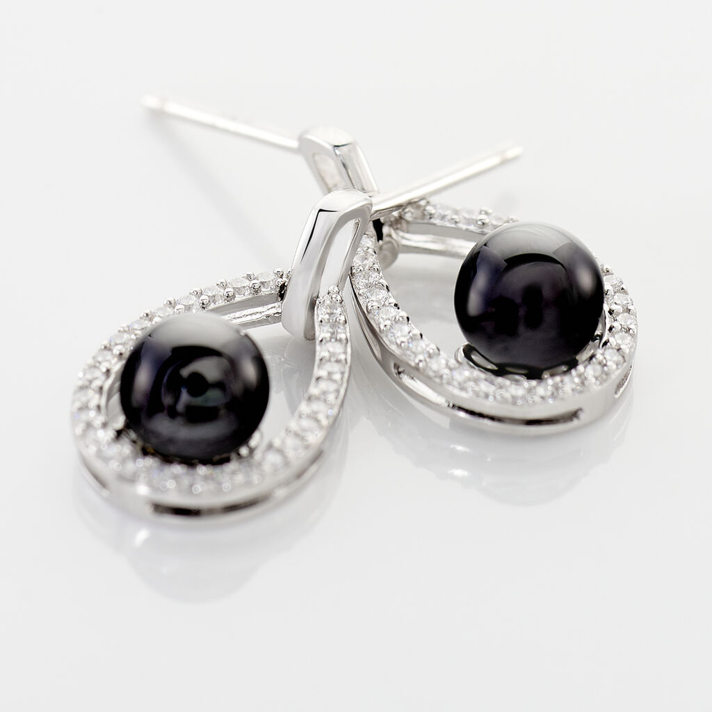 Boucles D'oreilles Pendantes Nerea Argent Blanc Céramique Et Oxyde