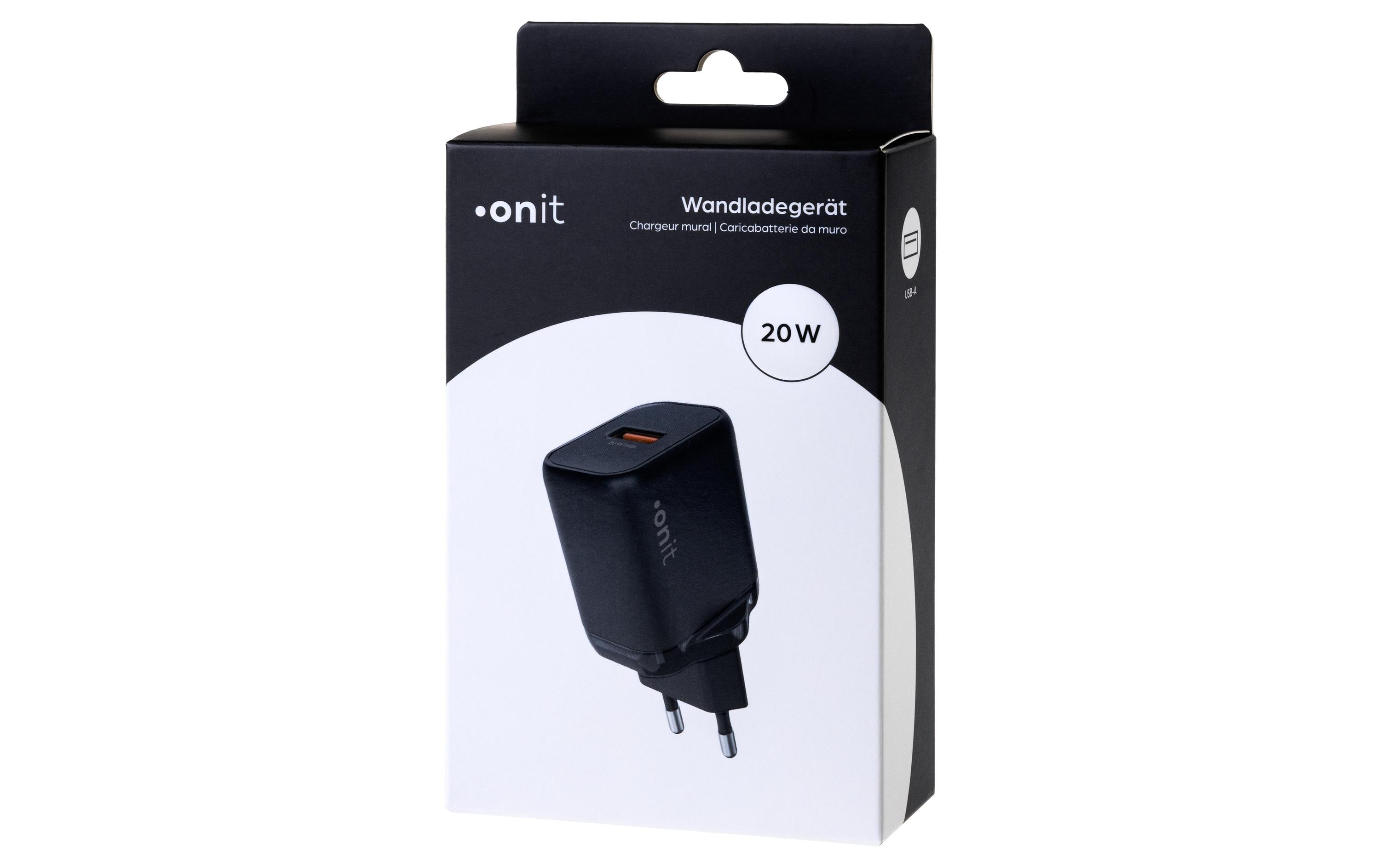 USB-Wandladegerät Single 1A 20 W GaN SchwarzLadeadapter mit einem USB-A-Port