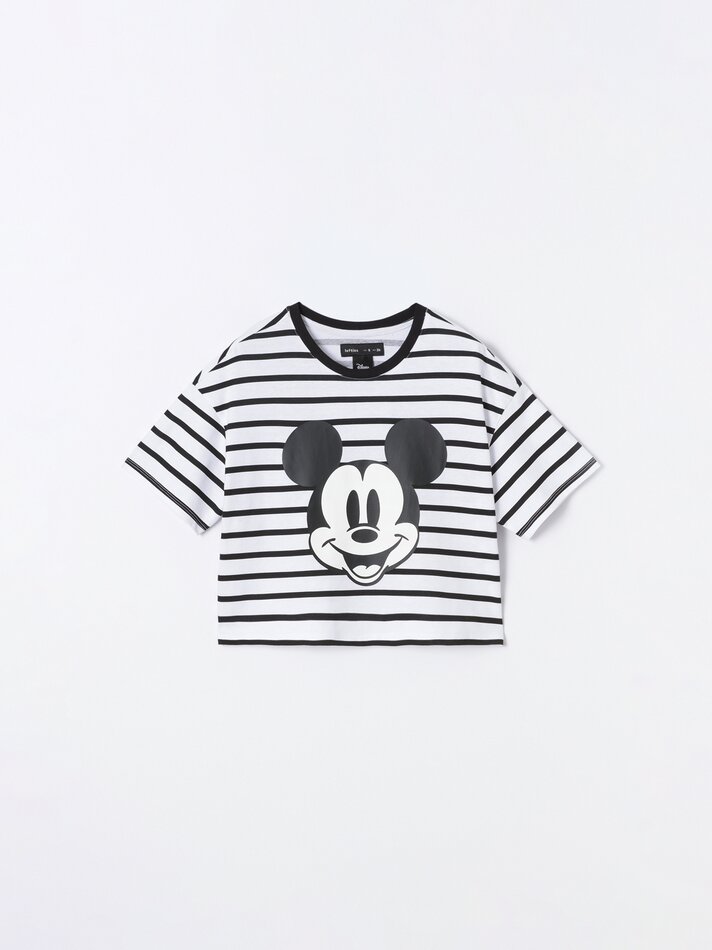 Camiseta listrada do Mickey Mouse ©DS - Preto/Branco
