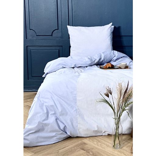 OMHU Mini Stripe Patchwork Sengelinned, Blue, 140x200 cm