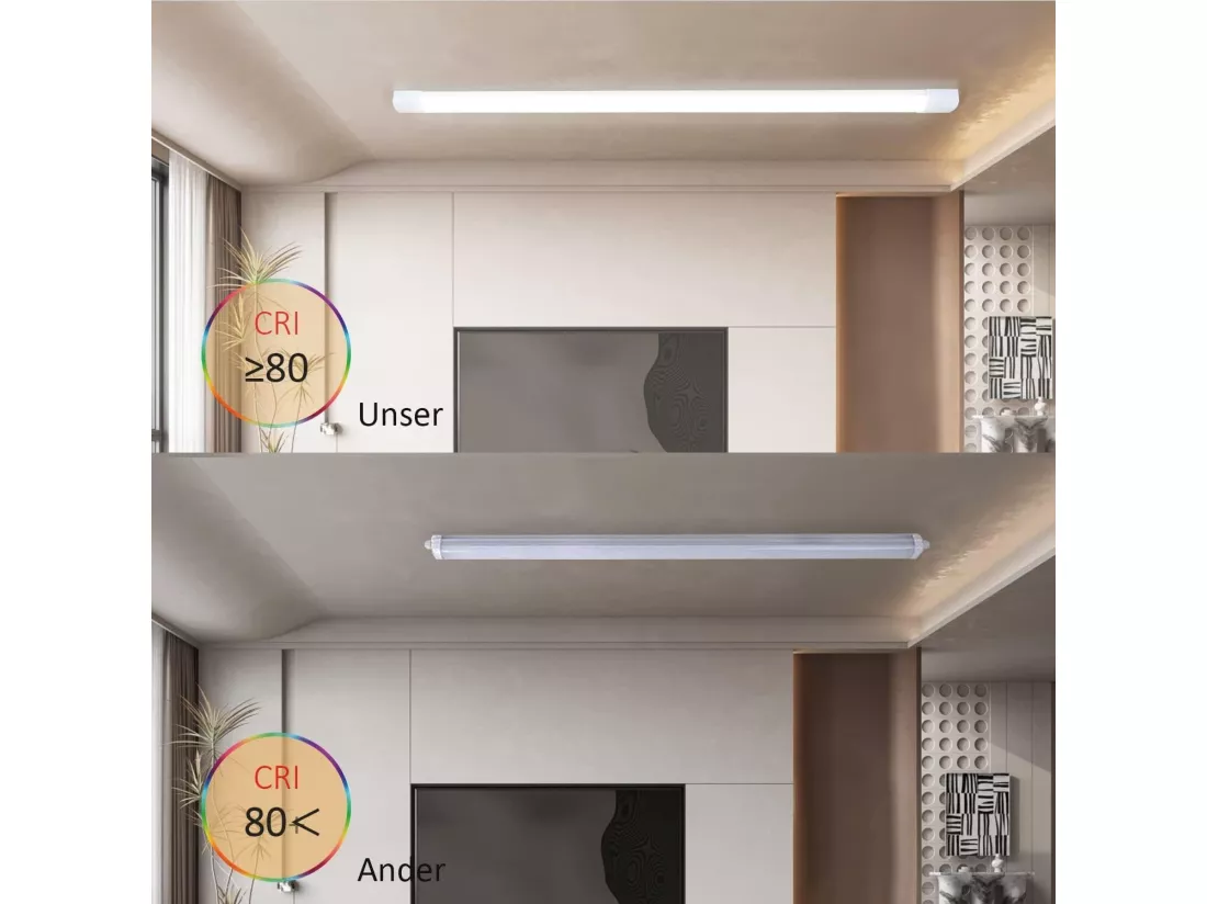 NETTLIFE Plafonnier LED 120 CM 36W tube lumière pour pièce humide 4000K lampe de cave blanc neutre angle de faisceau long 180°