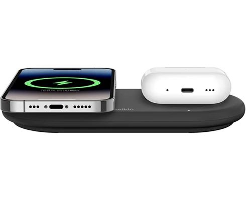 Belkin Qi2 15W 2-in-1 Wireless Charging Pad   5W USB-C Port, Black