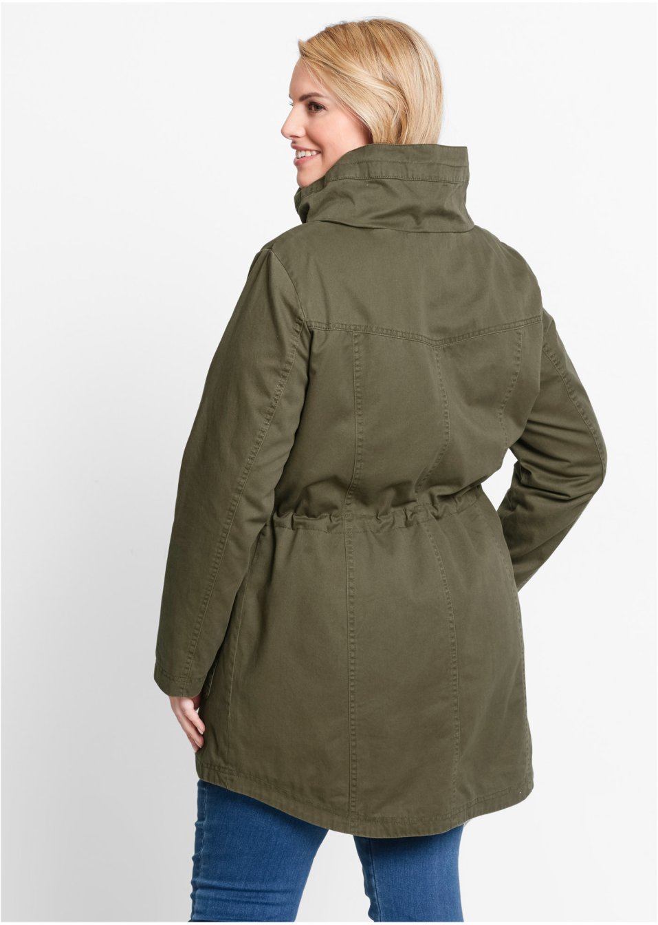 Parka courte en coton avec col montant, cintrée