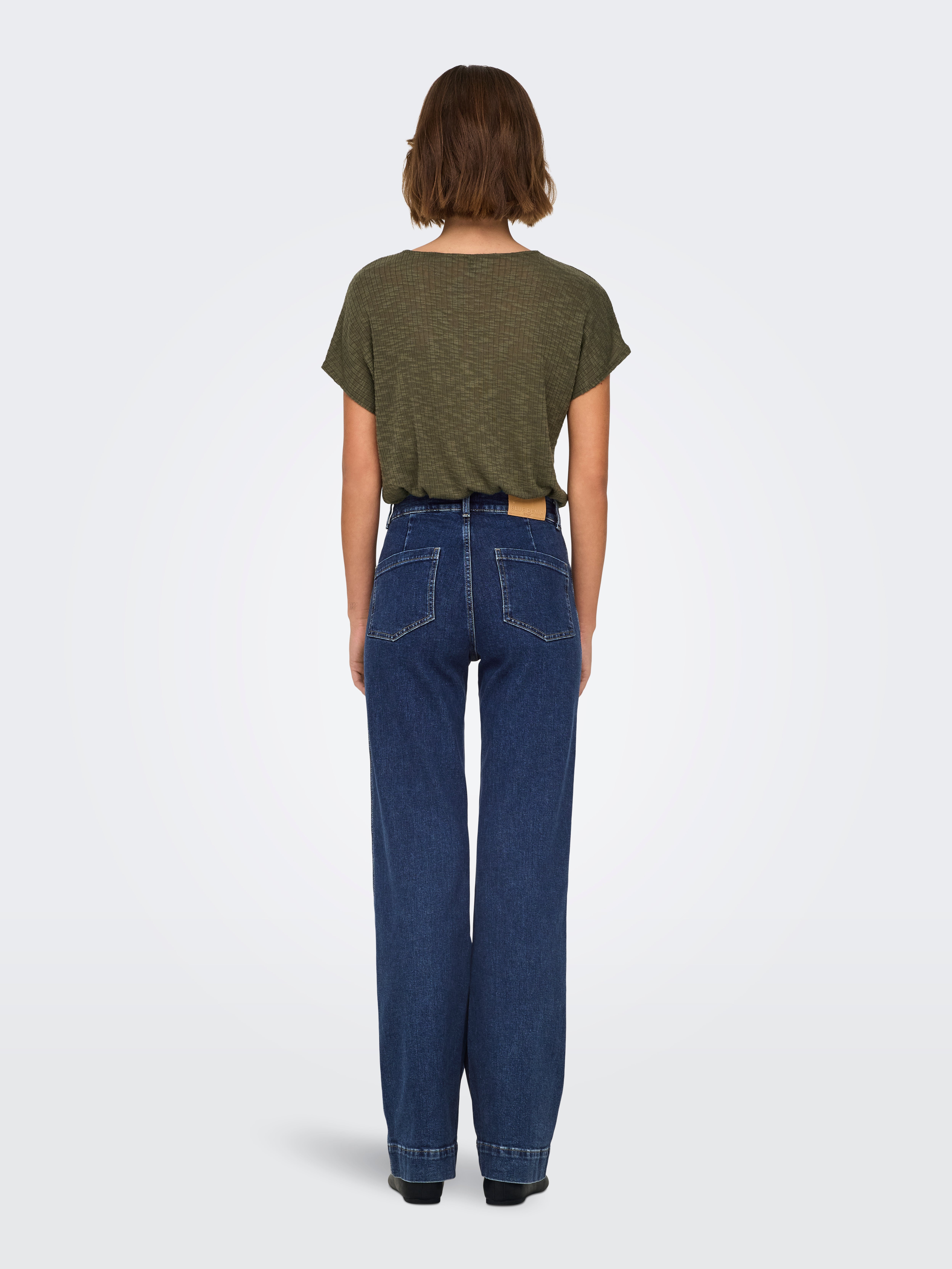 ONLJUICY Hohe Taille Weiter Beinschnitt Jeans Dark Blue Denim