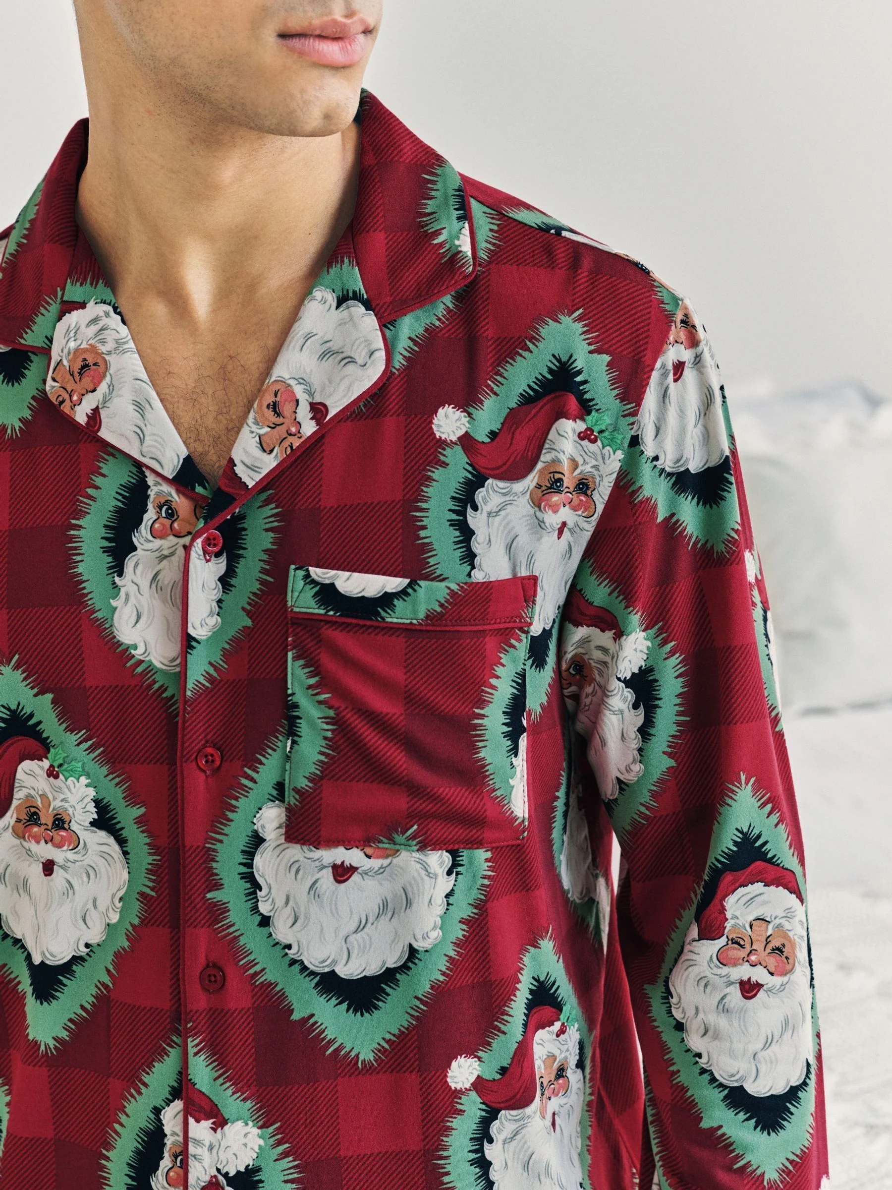 Chelsea Peers Christmas Jolly Santa Print Long Pyjamas Set