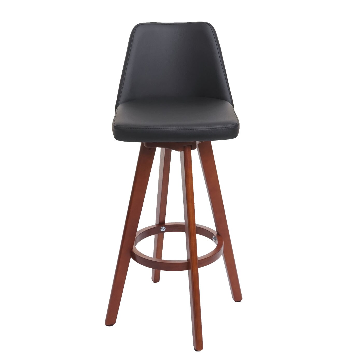 2er-Set Barhocker MCW-C43, Barstuhl Tresenhocker, Holz Kunstleder drehbar MVG-zertifiziert ~ schwarz