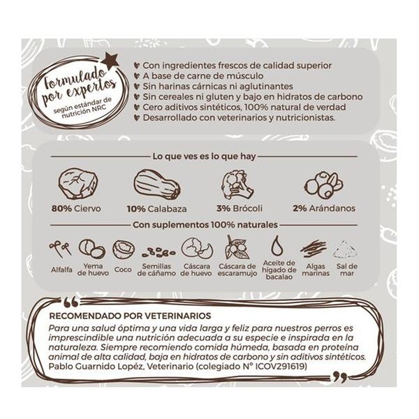 Pacote com 12 latas de ração úmida Puromenu para cães, sabor veado.