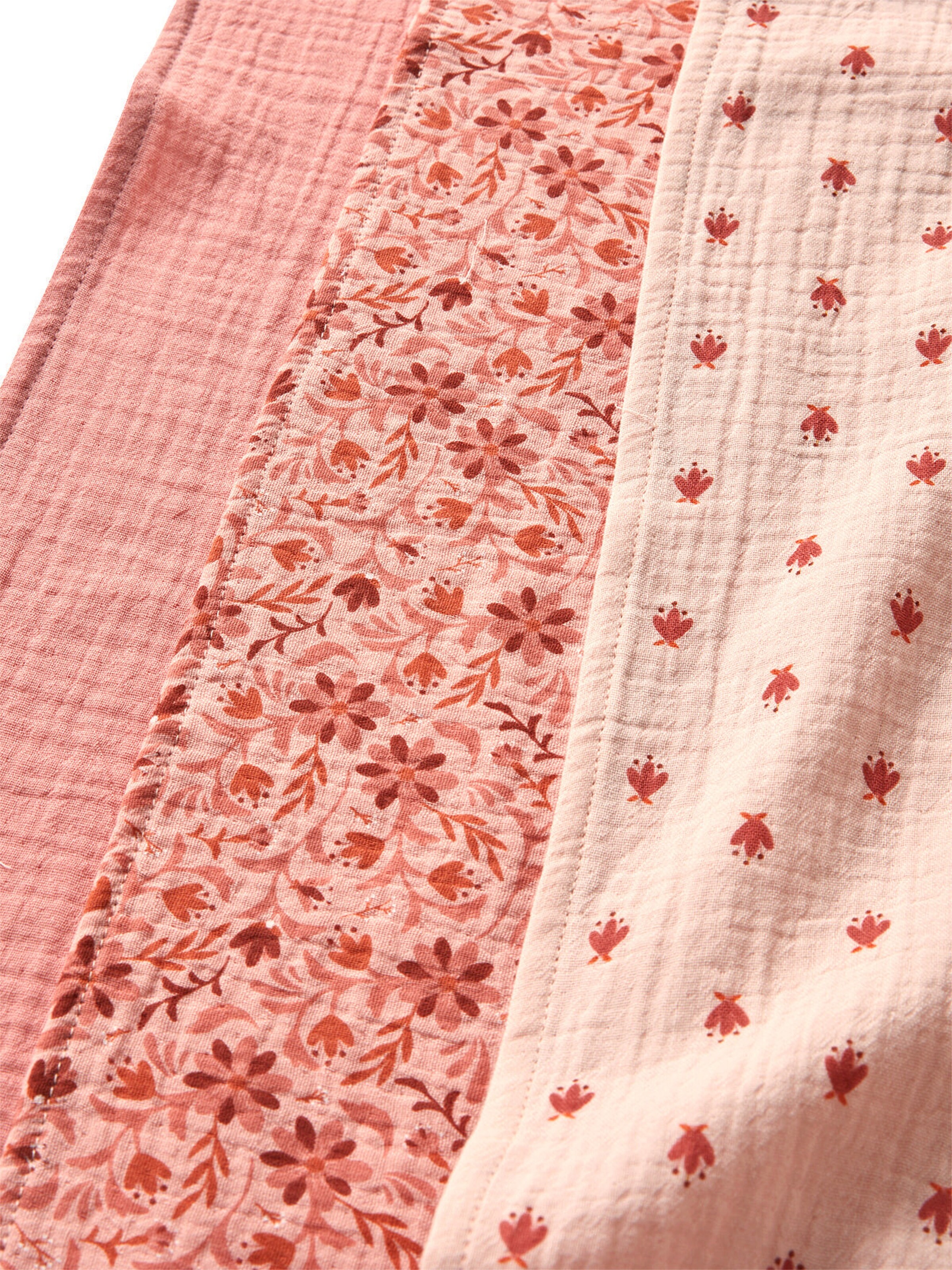 Vertbaudet 3er-Pack Baby Wickeltücher HIPPIE VINTAGE rosa