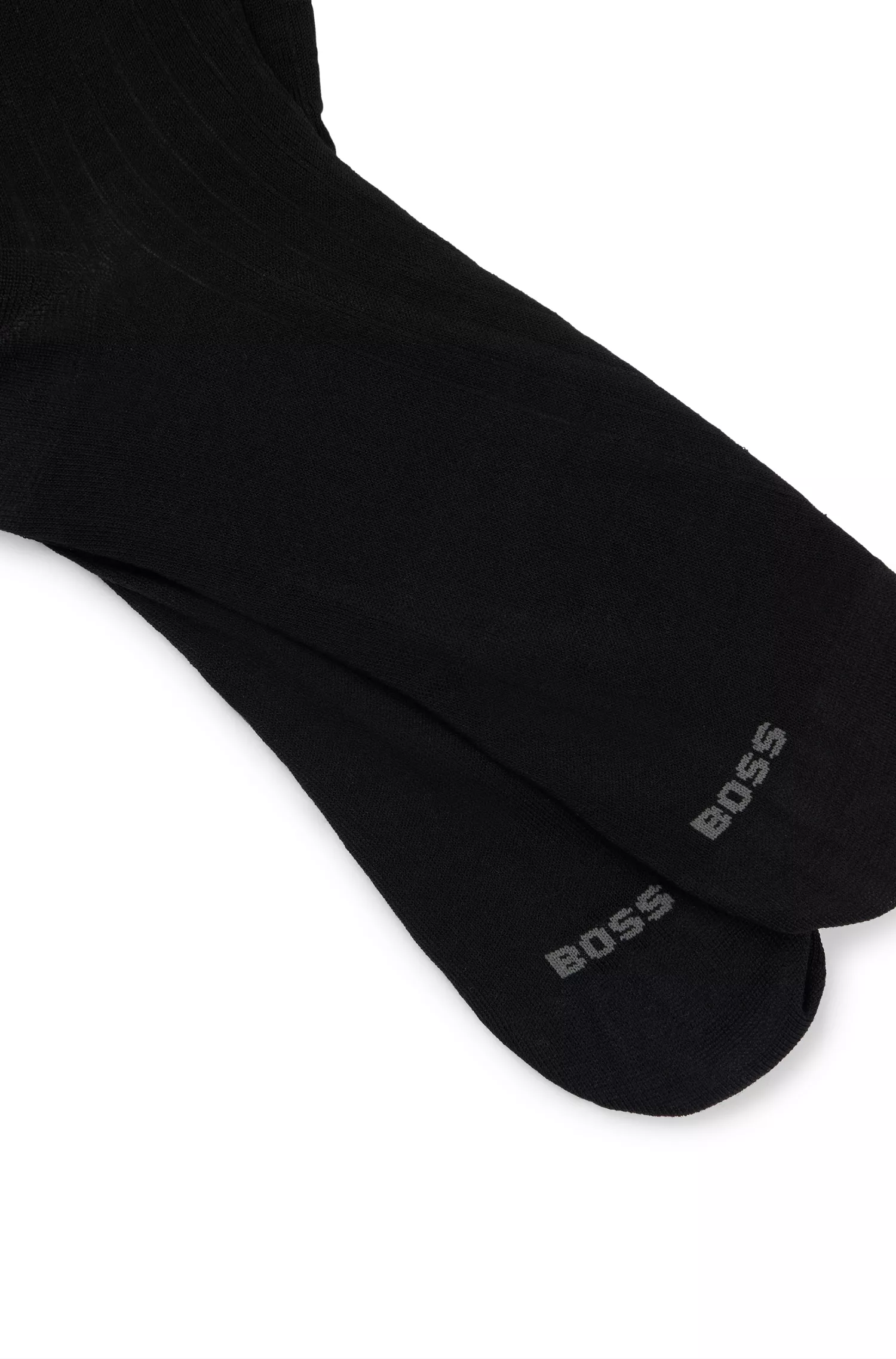 BOSS Black - Pacote com dois pares de meias de algodão misto de comprimento normal