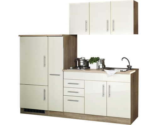 Held Furniture keukenblok met apparatuur Toronto 210 cm crème hoogglans gedemonteerd 783.1.6509