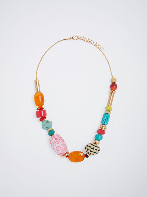 Colar multicolorido com resina - Multicolorido