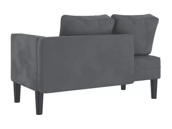 Prolenta Premium - Chaise longue avec coussins gris foncé velours