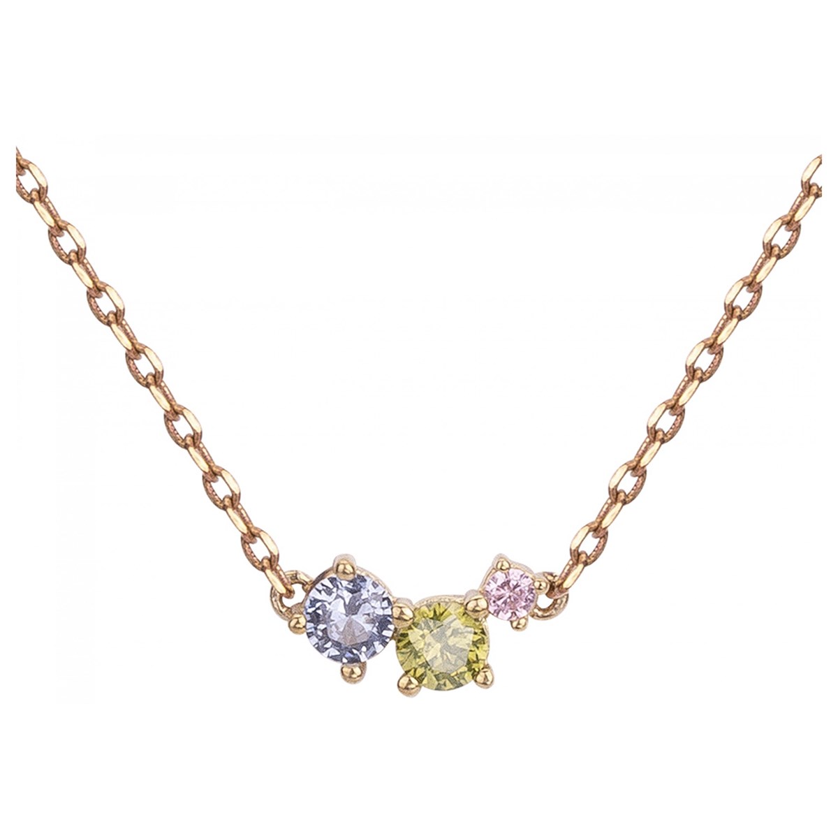 Collier mono-motif en Plaqué Or avec oxyde de zirconium multicolore