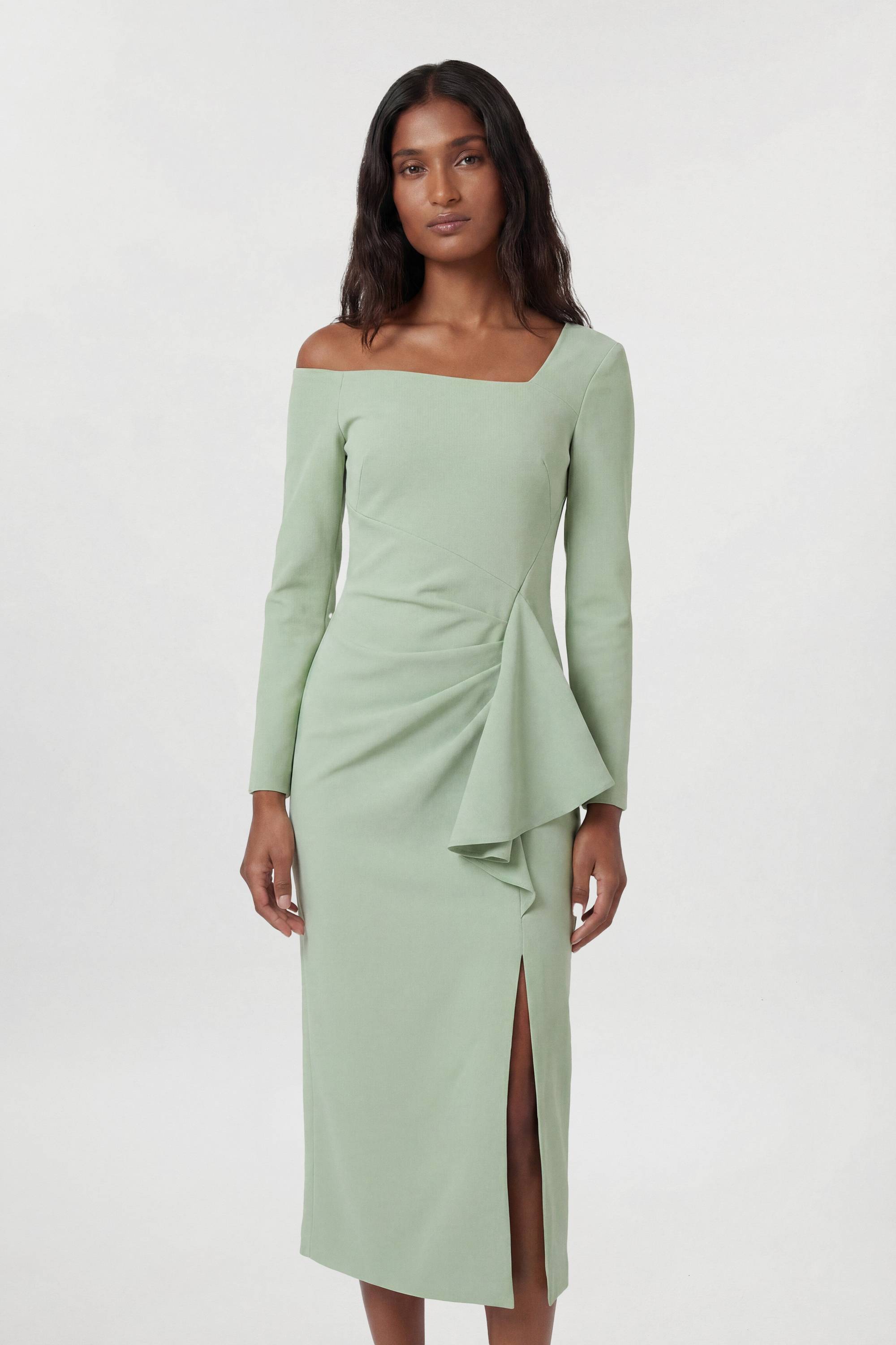 KarenMillen Robe Midi Drapée À Encolure Asymétrique En Tissu Stretch Compact