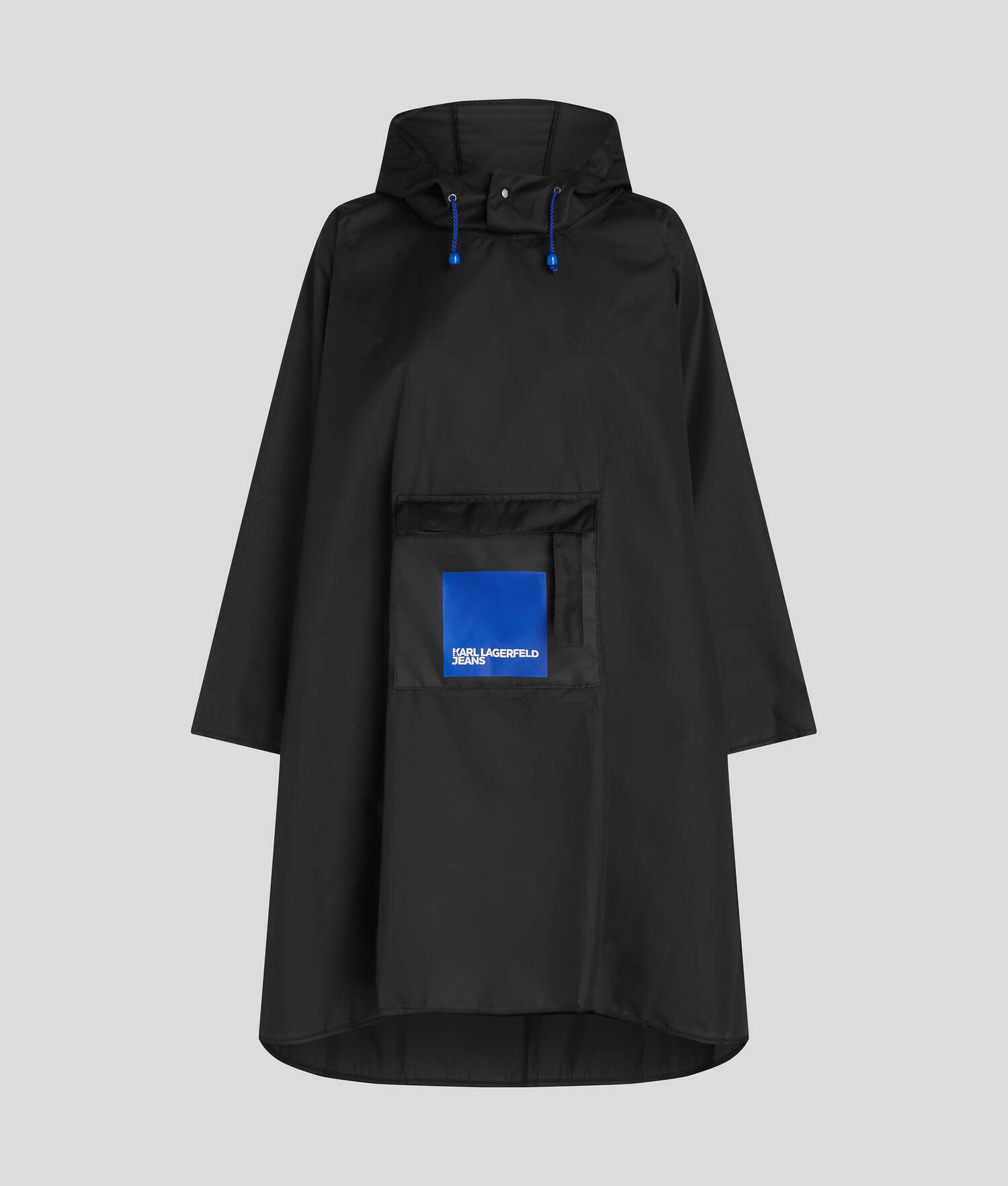 PONCHO À CAPUCHE AVEC LOGO CARRÉ - Noir