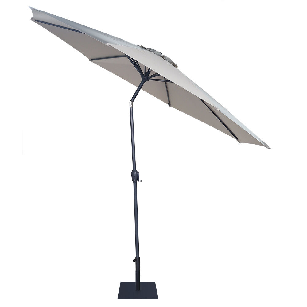 Parasol centré Cuba inclinable à manivelle taupe Ø300xH245cm