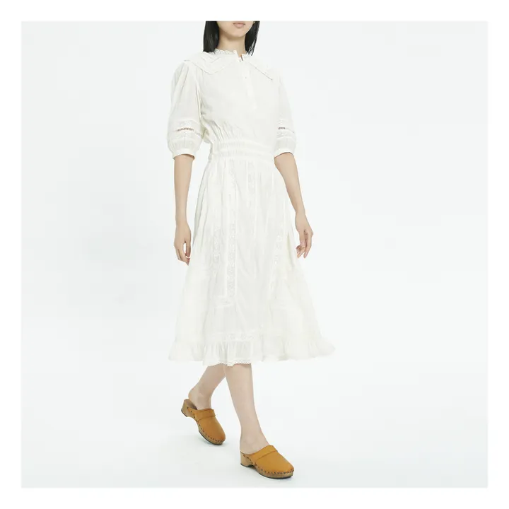 M.A.B.E. Robe Midi Coletta Brodée | Ecru