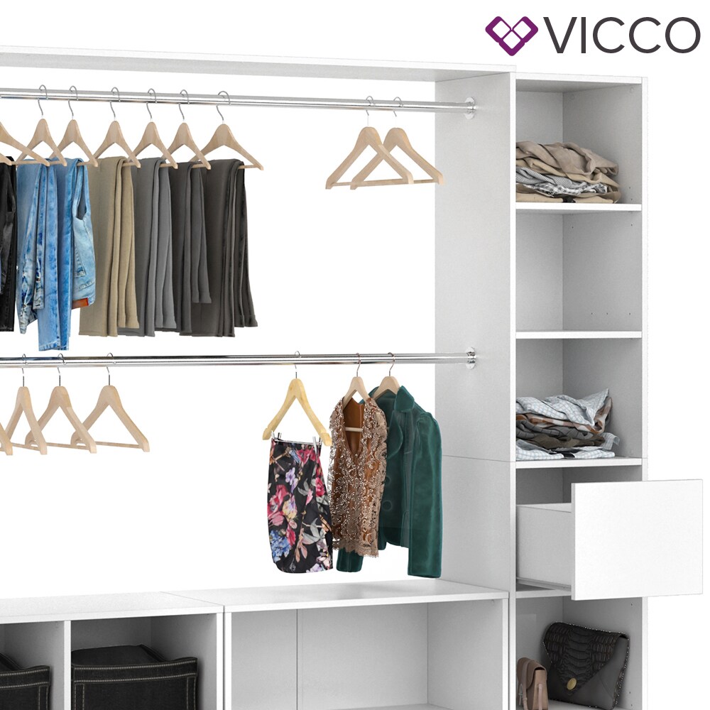 VICCO Kleiderschrank GUEST XXL offen begehbar Regal Kleiderständer Schrank weiß