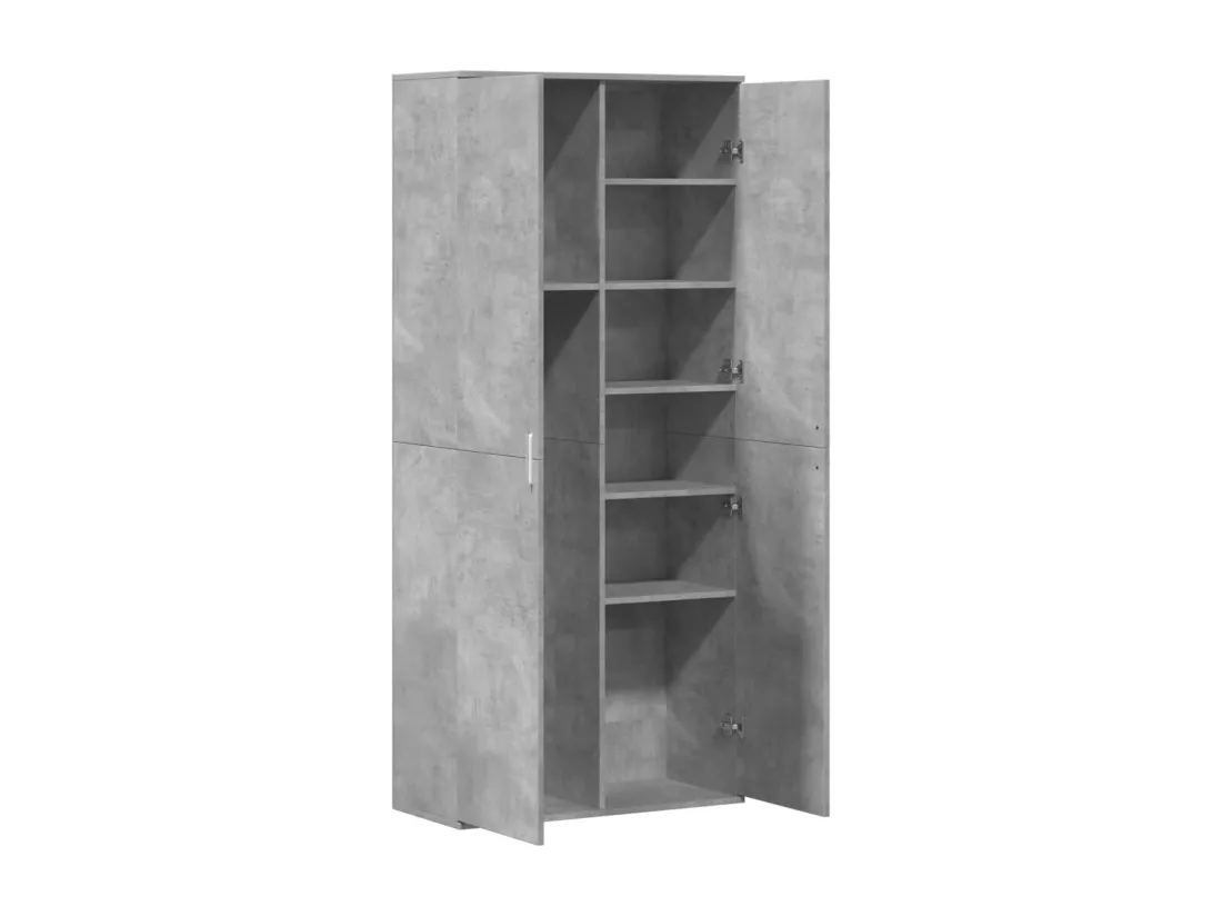 Buffet haut gris béton 80x35x180 cm bois d'ingénierie