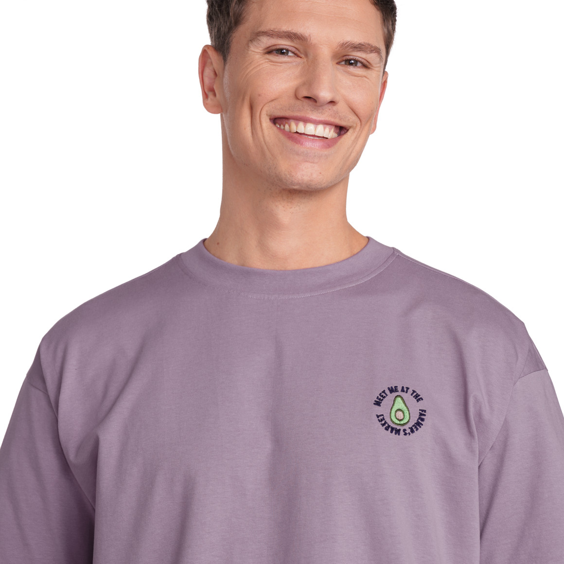 Jonas Nielsen Herren T-Shirt mit Stickerei helllila