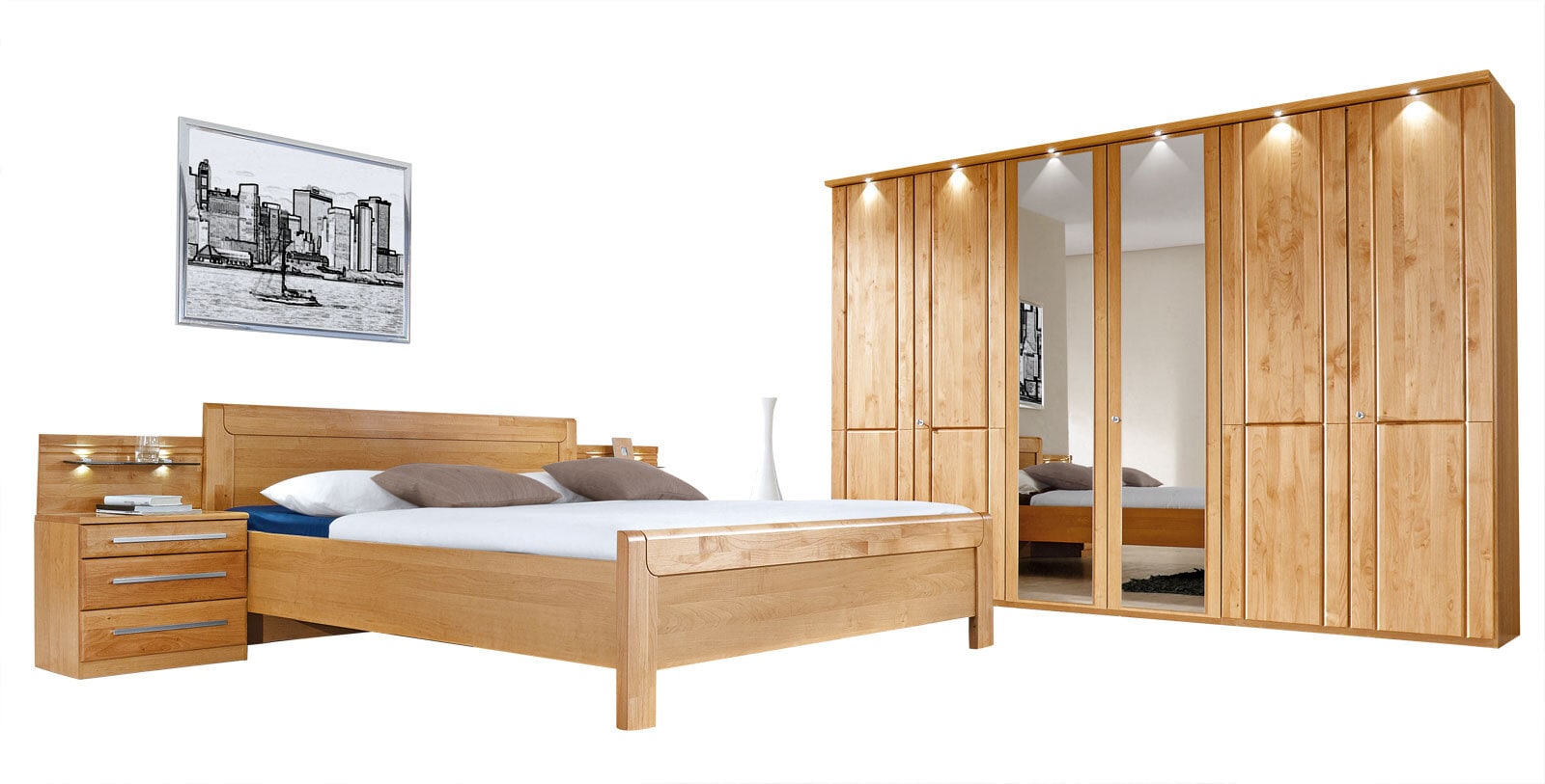 MONDO Schlafzimmer-Set PAOLO 4-teilig Erle teilmassiv