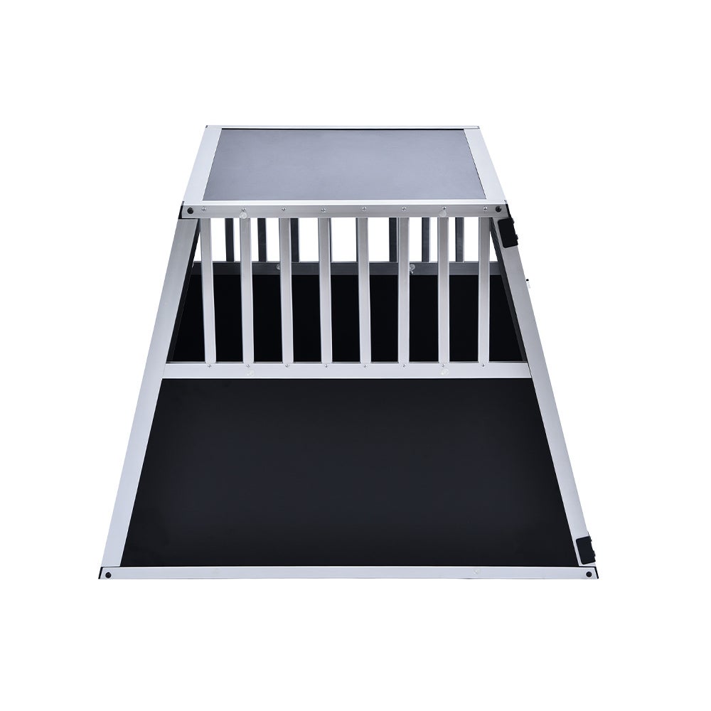 Home Deluxe - SKITO Aluminium Hondentransportbox - L - 90 x 65 x 69 cm - Kleur: Zilver / Zwart - Materiaal: MDF-panelen, aluminium | Hondentransportbox, transportoplossing, aluminium-MDF-materiaal, huisdiervriendelijk