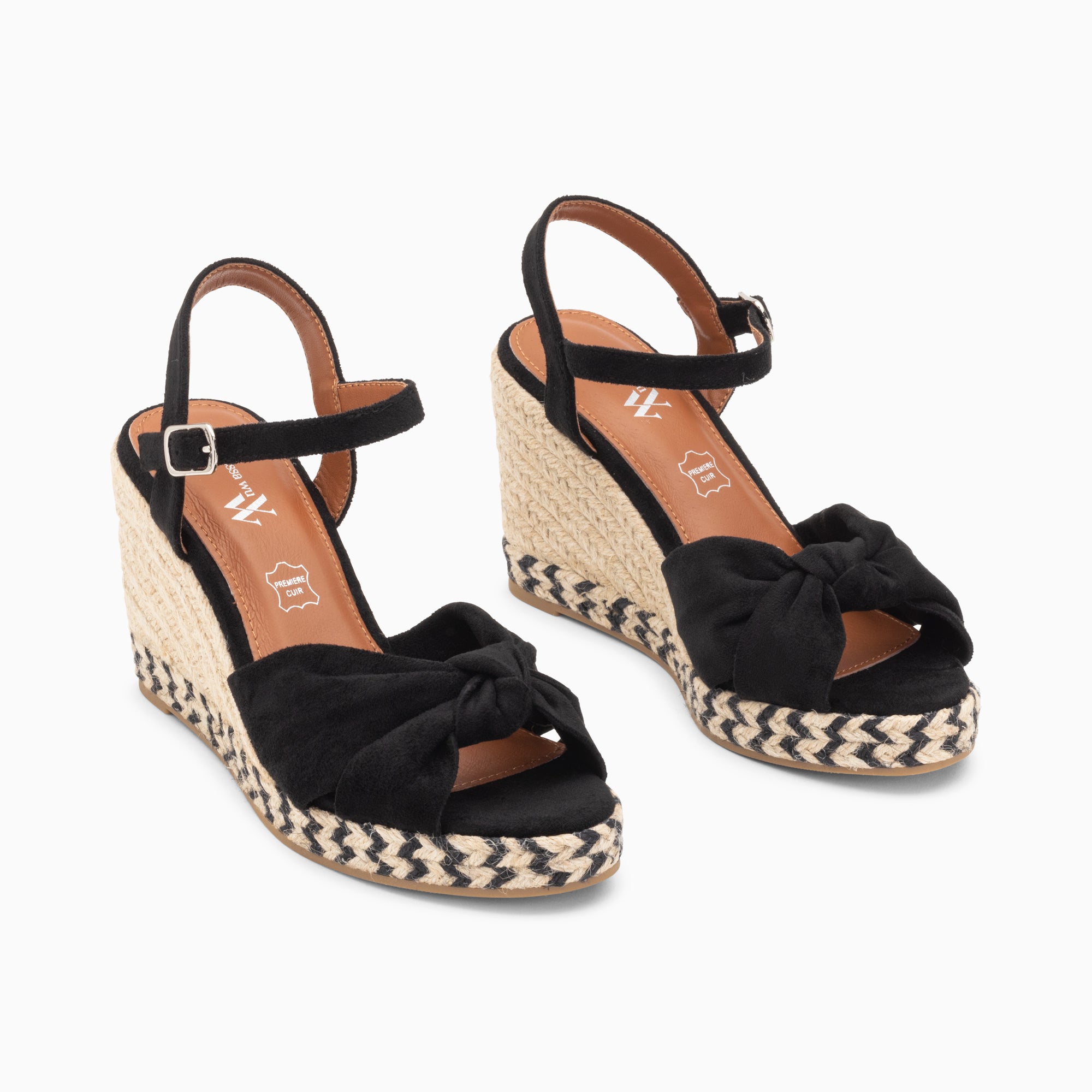Sandales à talon, Compensées-Sandales compensées nouées Céline noires