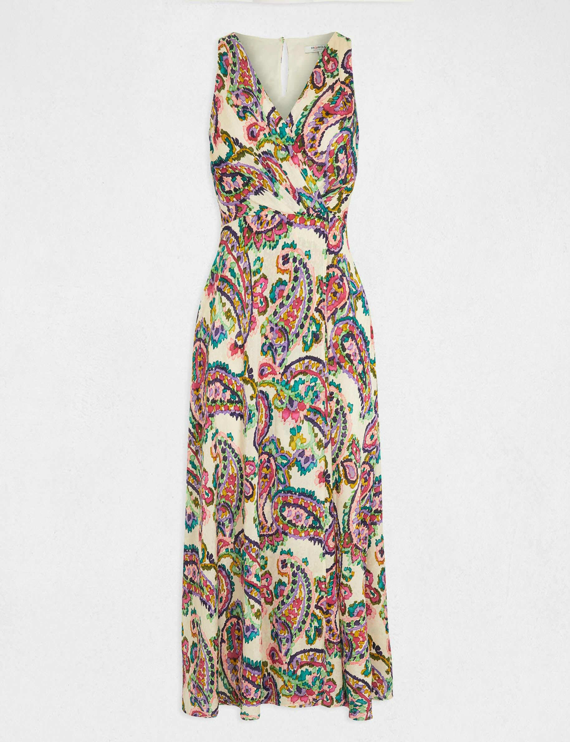 Robe longue évasée imprimé abstrait multico femme - multico