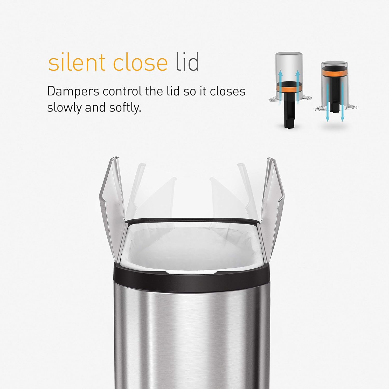 simplehuman CW2017 40 Liter, schmetterling Recycler, Mülltrennsystem 2 Fach, Mülleimer Küche, Mülltrennung, gebürsteter Stahl, 10 Jahre Garantie, Silber