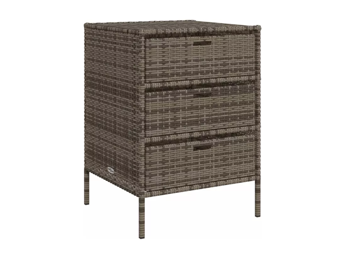 Armoire de rangement de jardin et 3 tiroirs gris résine tressée