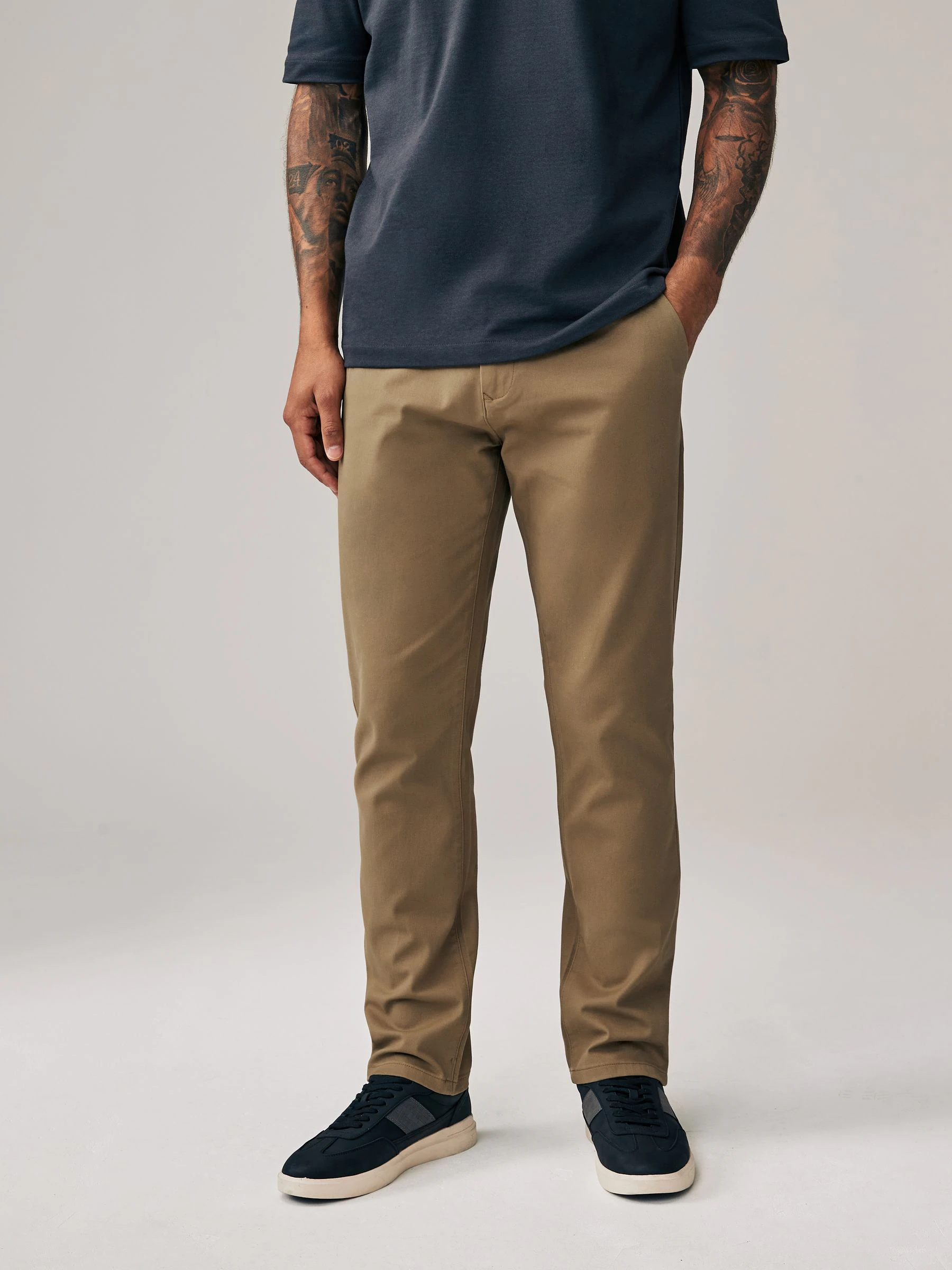 Lichtbruin - Slim Fit - Stretchy chino