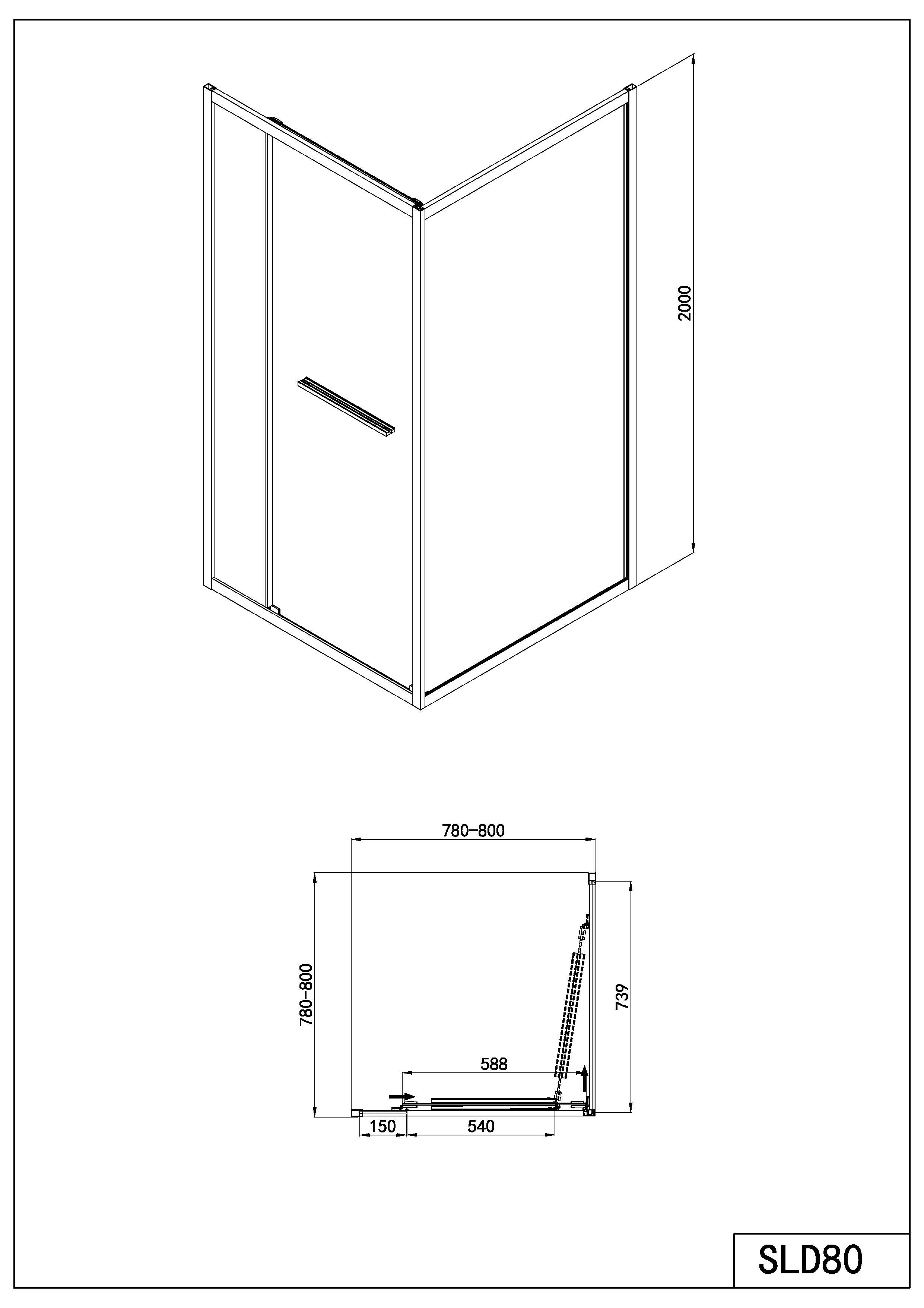 Badstuber Tono douchecabine met schuifdeur 80x80cm chroom
