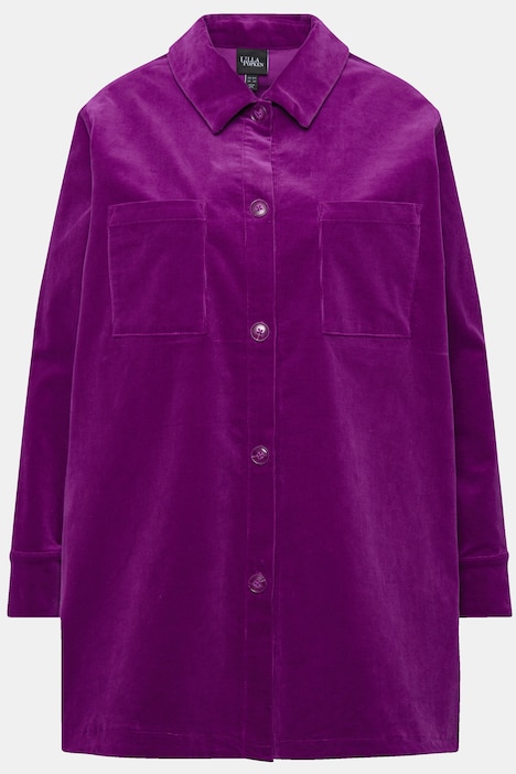 Cordjacke, A-Linie, Hemdkragen, Langarm