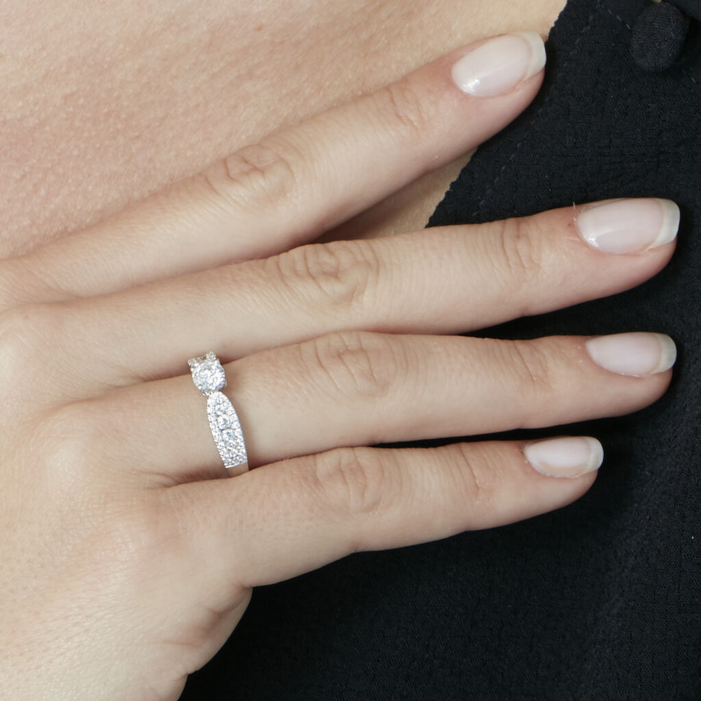 Bague Solitaire Stockholm Or Blanc Diamant Synthetique