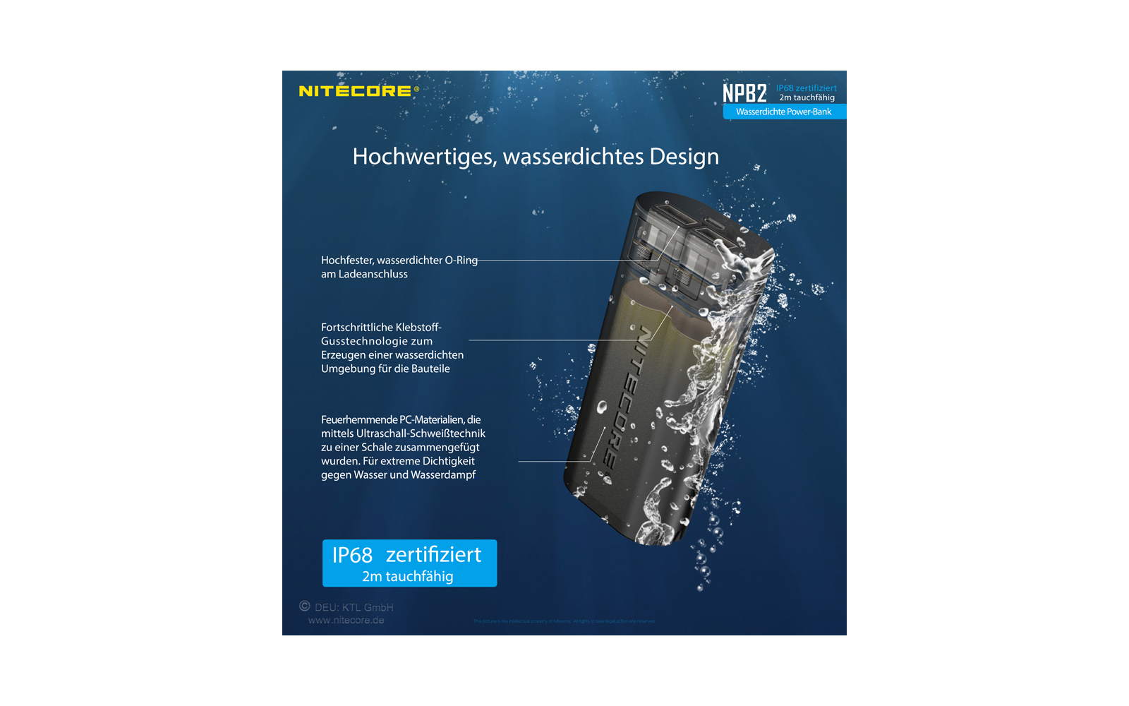 Nitecore Powerbank NBP 2 10000 mAh wasserdicht