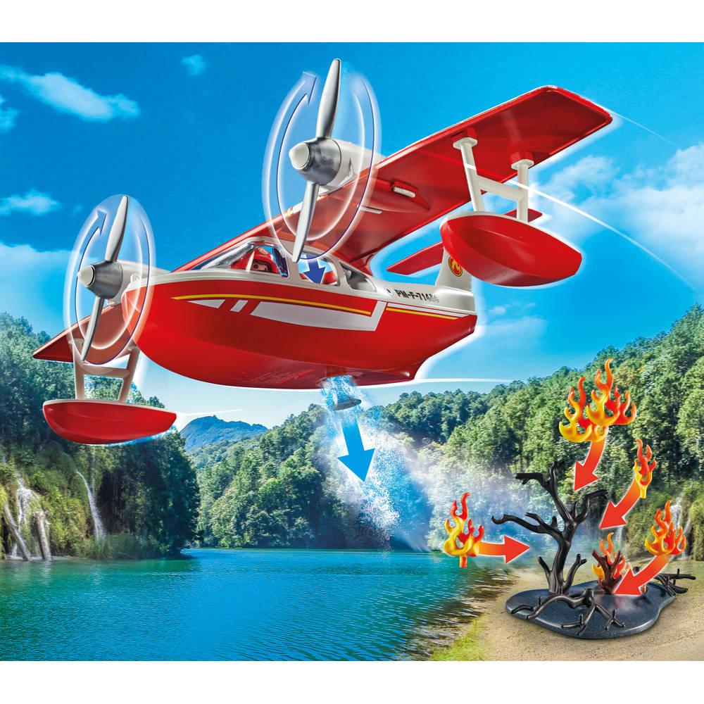 PLAYMOBIL Action Heroes brandweervliegtuig met blusfunctie 71463