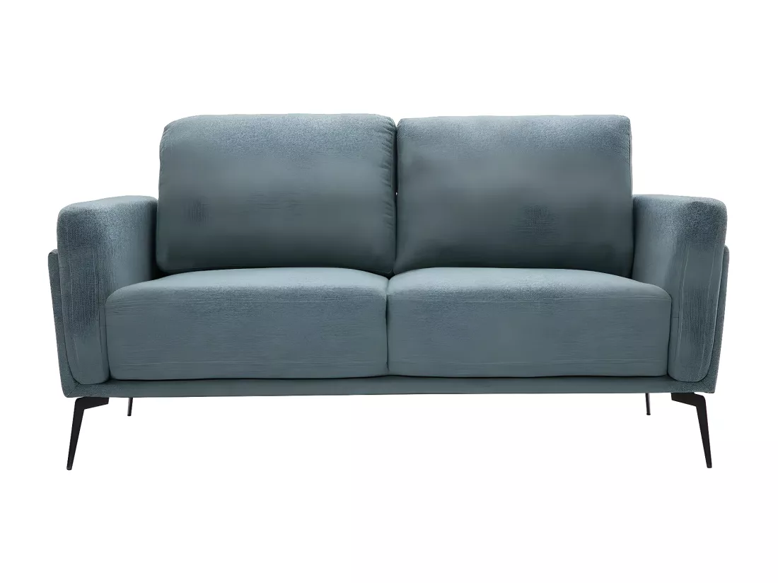 Canapé design 2 places en tissu vert de gris et métal noir MOSCO