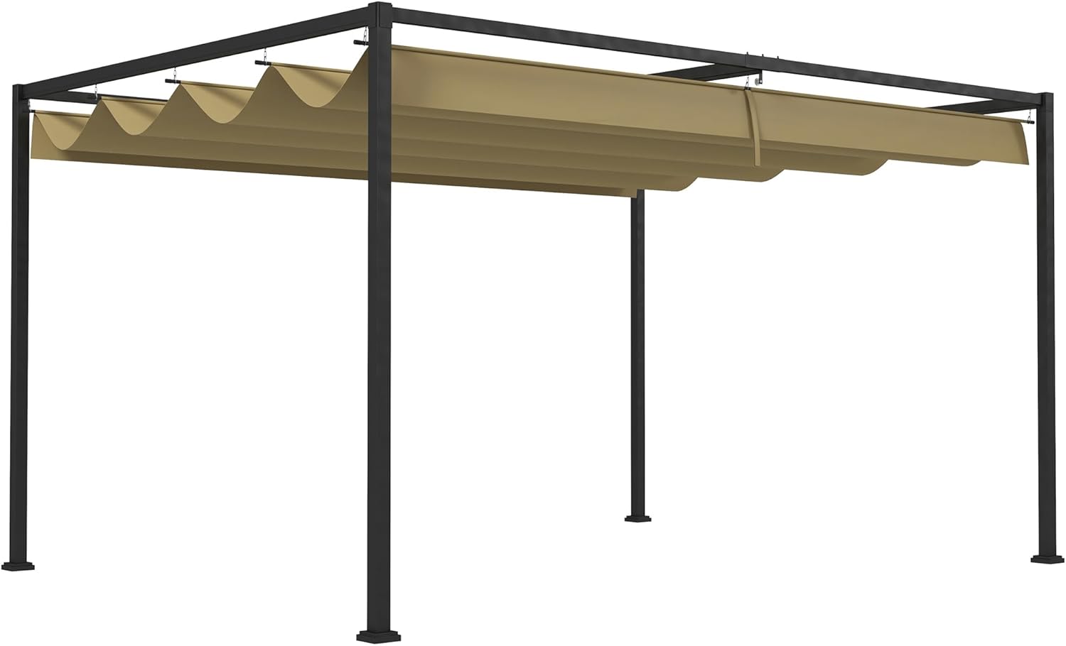 Outsunny Pergola 3x2m Garten Pavillon, Terrassendachung aus Metall, Gartenpavillon mit verstellbares Dach, Freistehend, Sonnenschutz für Terrasse und Garten, Khaki
